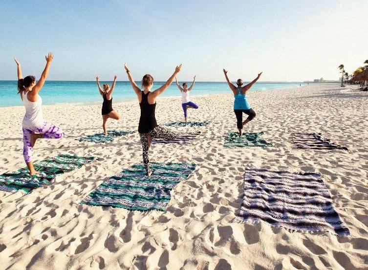 Private beach yoga