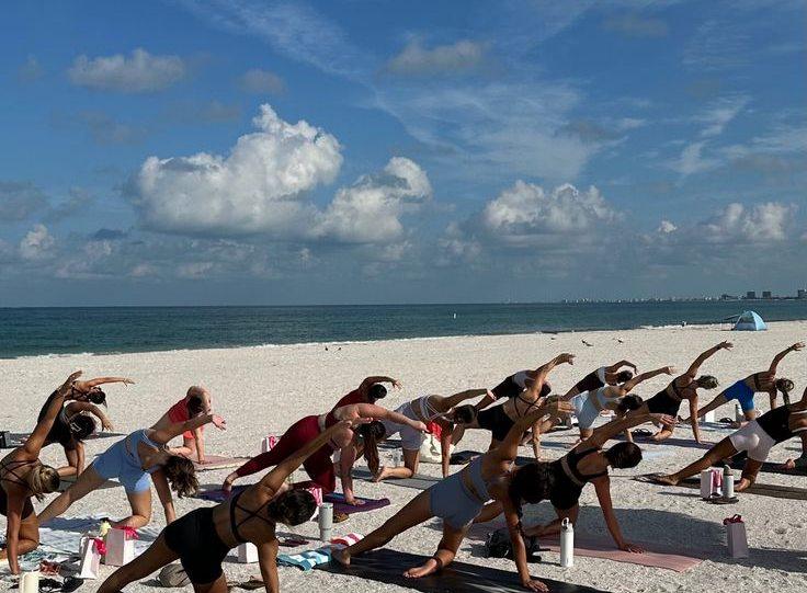 Private beach yoga